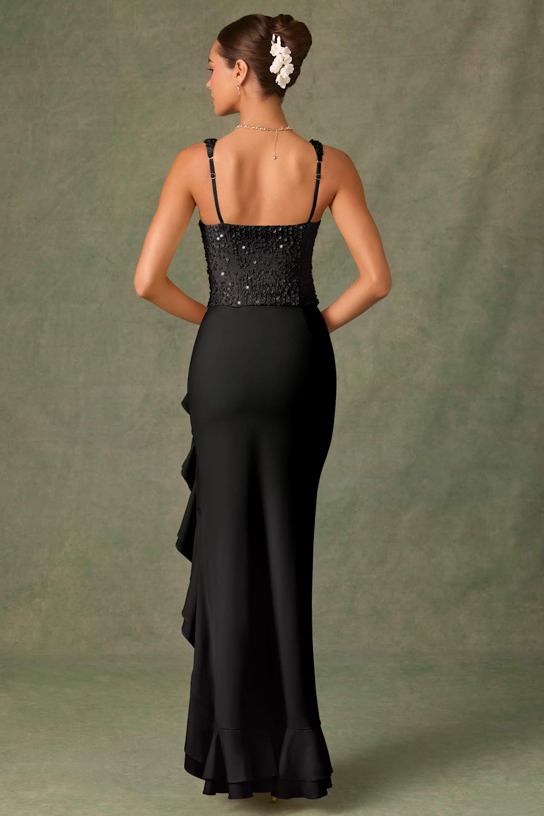 Bella| Vestido de Corsé de Setén Con Volantes