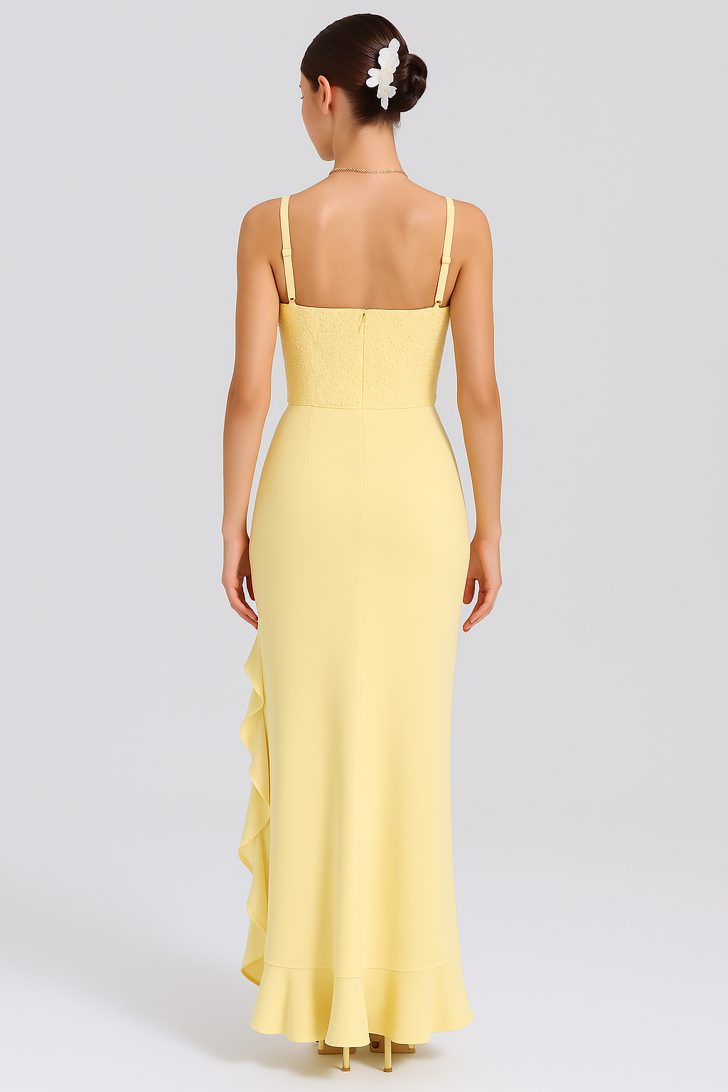 Bella| Vestido de Corsé de Setén Con Volantes