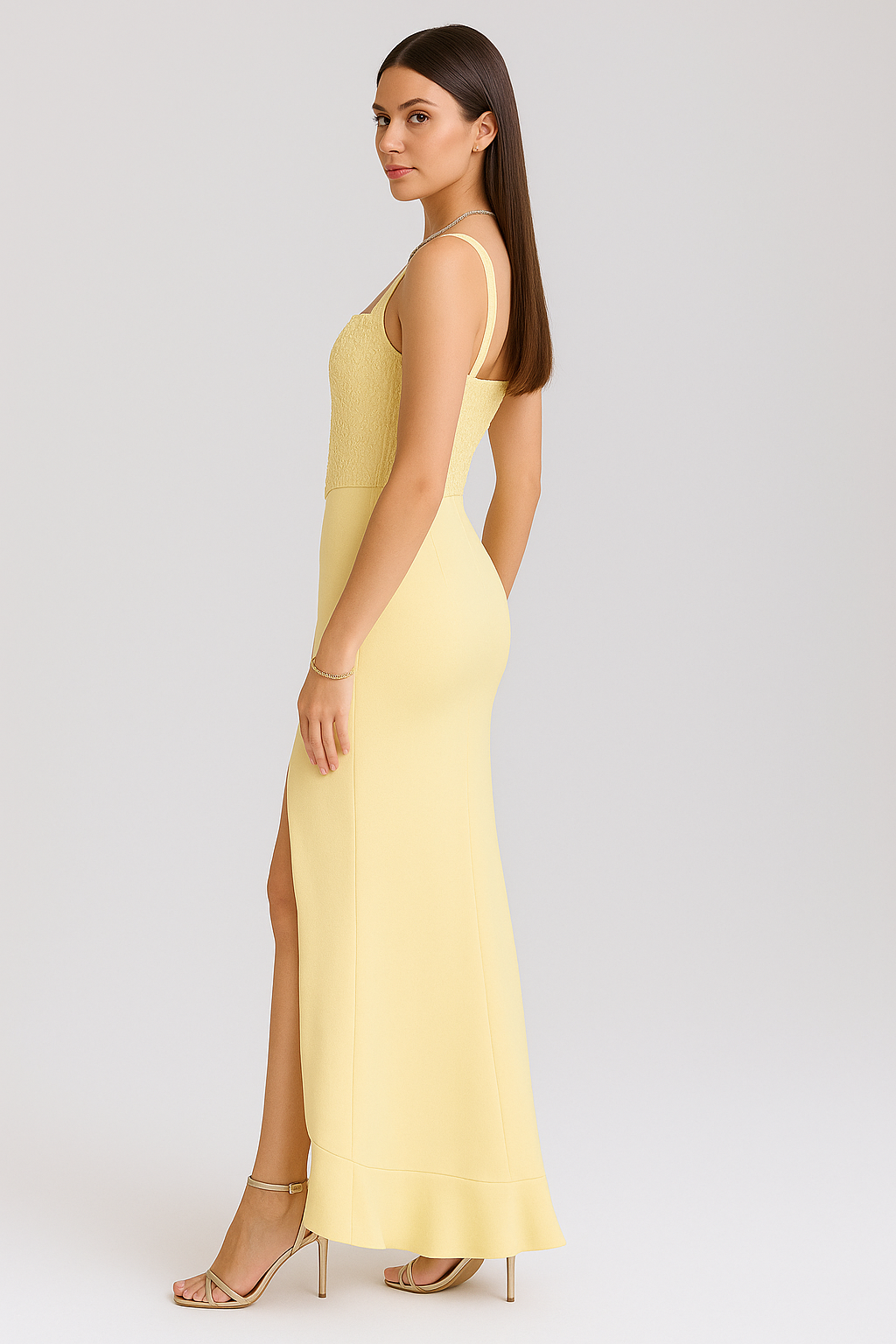 Bella| Vestido de Corsé de Setén Con Volantes